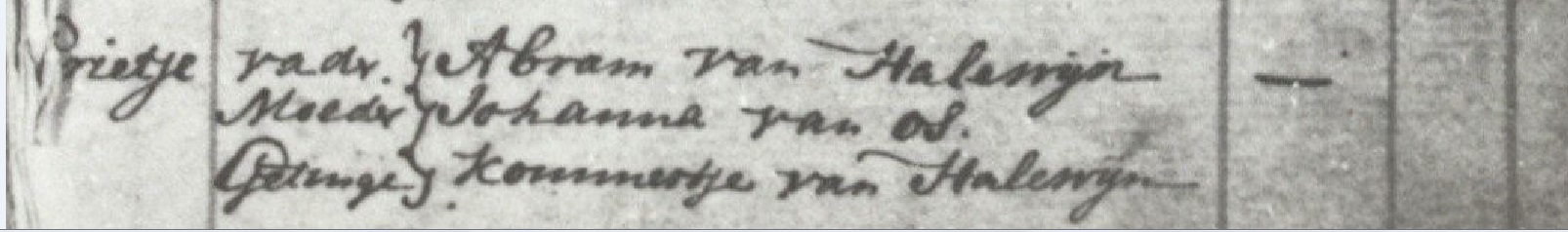 doopbericht Grietje v Halewijn 1757